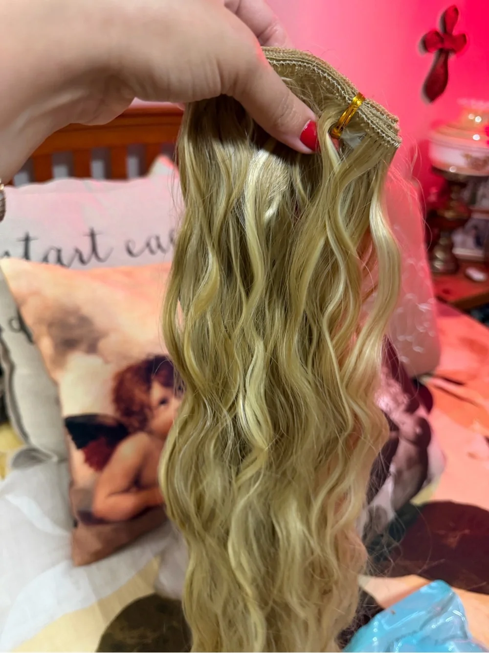 Blonde Wavy Clip-In Hair Extension - Natural Blonde